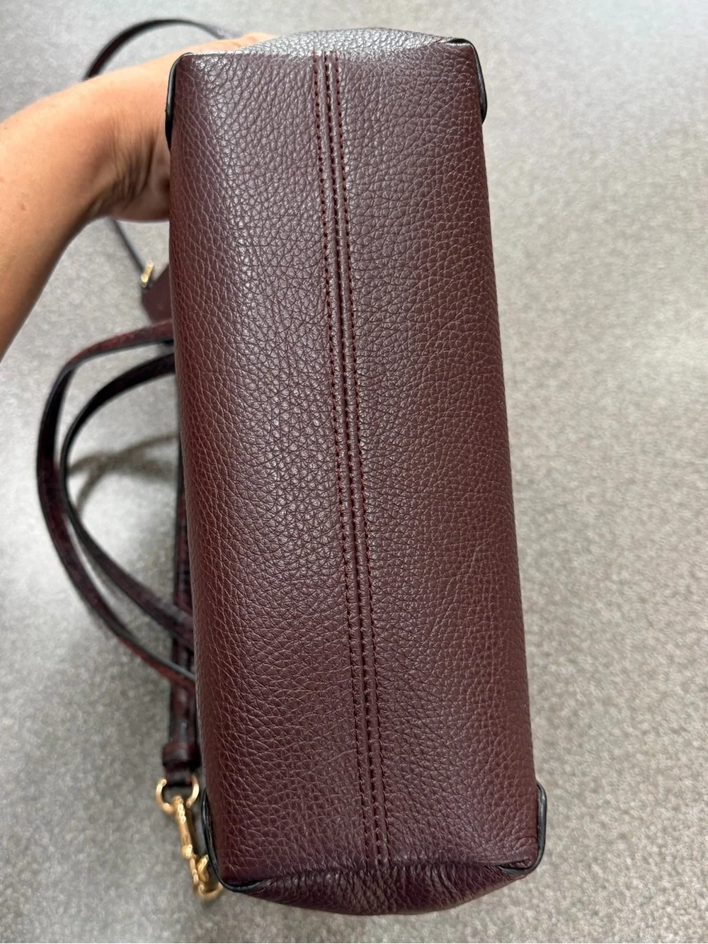Coach Kacey Satchel with Snake Trim in cranberry/oxblood colorway handbag purse